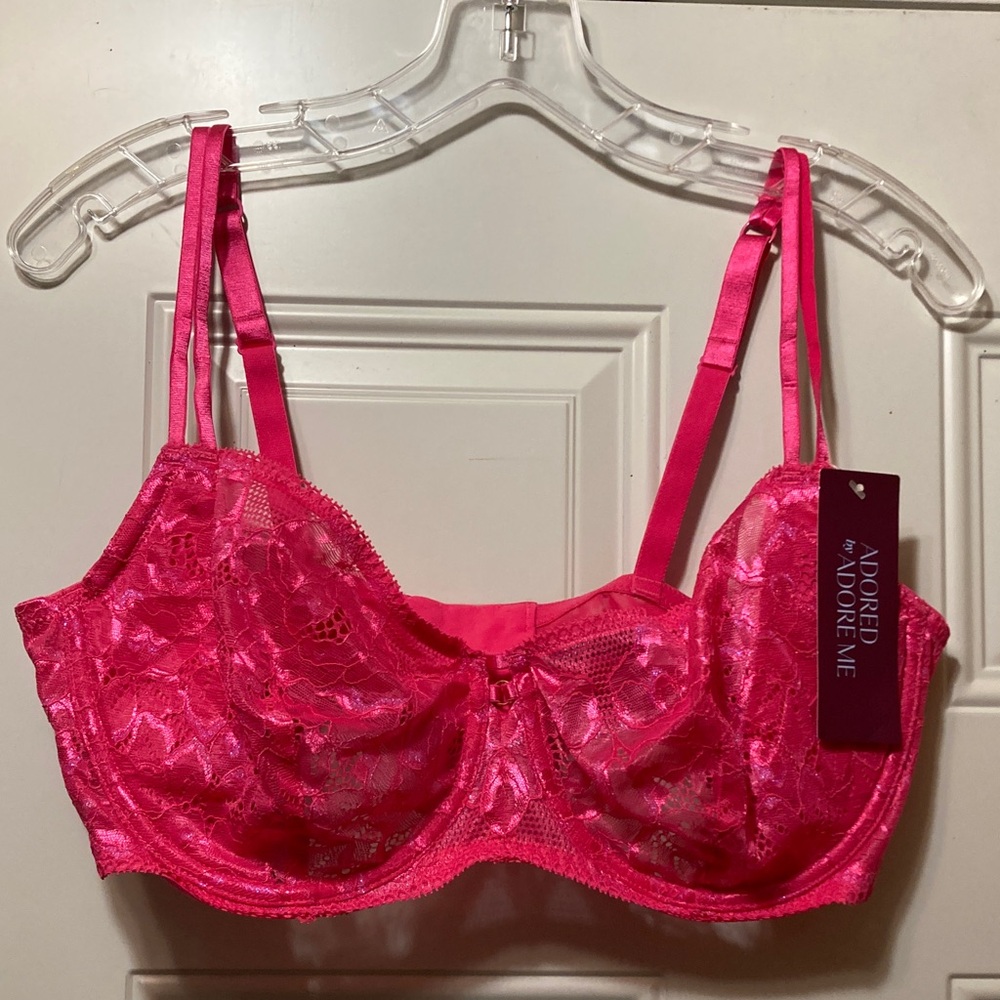 Adored by Adore Me Vibrant Hot Pink Lace Underwire Bra 40D NWT